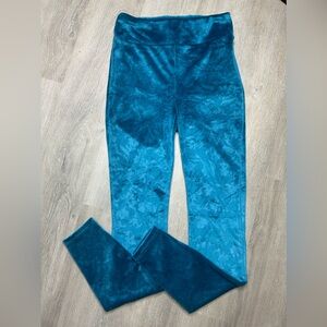 BNWOT LuLaRoe Luxe Leggings Velour Embossed Floral Teal Elegant Women’s Medium M